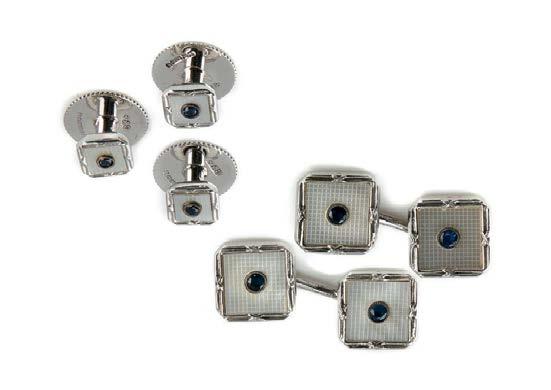 300-500 141 HC477/11 CARTIER - A pair of gentleman s cufflinks the principal terminals of textured V design, the secondary swivel terminals with ribbed detail, stamped CARTIER 14K, numbered 2875