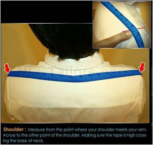 5. Shoulder Width What to Wear: Shirt (Not Suit Jacket) How to Measure: Measure across the top (few inches below your neck base) of the shoulder from one edge to