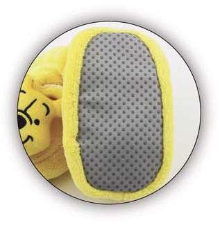Our soft booties with plush rattle heads steps. Includes non slip grippers for safe play inside.