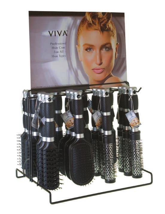 Item# 1177NR Viva Pastel & Black Hairbrushes (6 Displays)