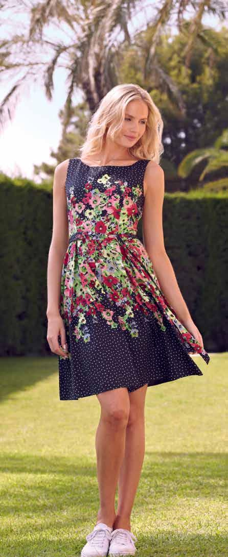 Preppy Flower & Spot Print Dress