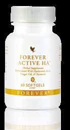 Forever Active HA provides a unique form of low molecular weight hyaluronic acid with moisturising and lubricating properties, plus ginger oil and turmeric roots.