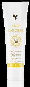 + beauty and wellness / body care Aloe Sunscreen This water-resistant SPF 30 sunscreen contains soothing aloe vera which helps to protect your skin from