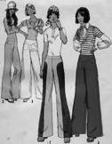 the belly button Bell bottoms: fitted to knee and then