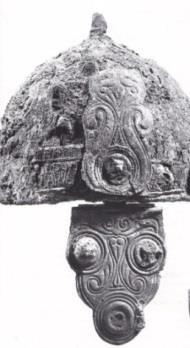 Animal-crested helmet of a goddess on a bronze statue; Late LT; Armorica (Gaul) While a number of weapons are present in these cremation and inhumation burials,