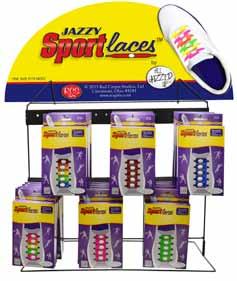 JAZZY LACES Round Table Display holds 90 packs shoe not included Purchase 69500-108 Piece Assortment and receive one of these displays at no charge.