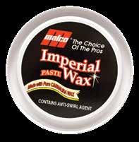 WAXES & SEALANTS IMPERIAL PASTE WAX Premium #1 Carnauba wax delivers our most durable shine. Special anti-swirl agents make it the ideal choice for dark finishes.