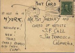 .. Lewis Baer Postmarked 1 PM, Oct 3, New York RT (Randall Thoms) writes to let his old pals at the Call know that Cupe