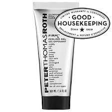 Peter Thomas Roth: FirmX Peeling Gel Product Description: Multiaction enzymes (pineapple, pomegranate, and keratinase) along with cellulose effectively peel and help uncover a smooth, fresh, new