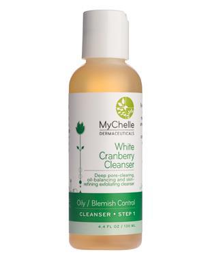 MyChelle: White Cranberry Cleanser Product Description: Naturally exfoliating and pore clearing cleanser brings skin into healthy balance.