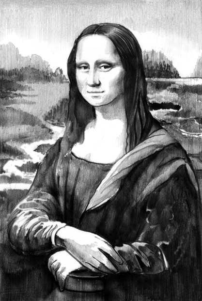 Now the Mona Lisa is in her original home in the Louvre. She stays in an air conditioned room protected by a strong railing and bulletproof glass. But you don t have to look far to see copies of her.