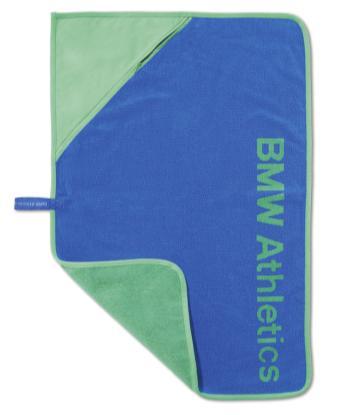 absorptive and soft - Wide, large loop -> can also be hung on sports equipment - BMW Athletics word logo on loop and towel in contrasting colour - Sewn-on contrasting edge strip Material: 100% cotton.