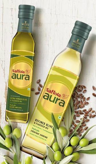Saffola Aura Edible Oils Saffola Aura Launched with objective to build a significant presence in Super premium Oils by driving penetration amongst Conscious Counters Available in two