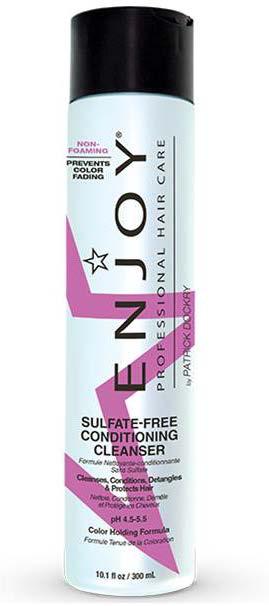 Enjoy : Sulfate-Free Conditioning Cleanser Product Description: Cleanse, condition and detangle strands in one easy step. Hair is left soft, refreshed and bodified.