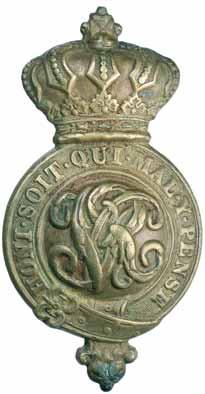 $80 5383 NSW Permanent Artillery, 1871-93, hat badge in brass (56mm) (Grebert p121); also Tasmanian Volunteer