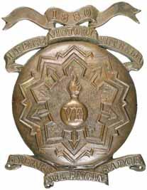 (2) 5416 Victorian Militia Artillery, post 1884, pill box cap badge in brass (31mm) (Grebert p172); Queensland Rifles, c1890s,
