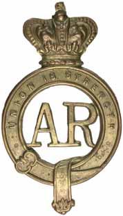 5469* Adelaide Rifles, c1870s, shoulder belt plate in oxidised bronze with silver 'AR' (91mm) (Grebert p241). Extremely fine.