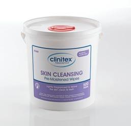 3 Supplied in a large tub dispenser, suitable for regular use 3 Alcohol, lanolin and paraben free 3 ph balanced 3 500 pre-moistened wipes R390 SKIN