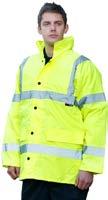 AC203 HV HV HV HV HV HV HV HV HV EN 471 class 3 coat Fully taped seams, 2 way size 8 zips, concealed hood comes with draw cord