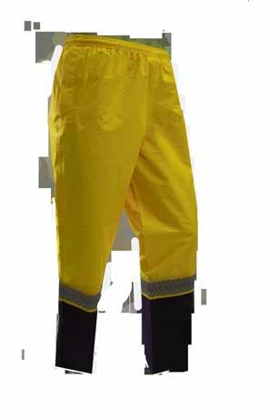 tyle: M6131T U-303 egmented tape Class 3 waterproof rating eam sealed Air-vents on leg panels to increase airflow Adjustable leg cuffs ide pocket access Draw cord Easy fit Durable 150 D woven