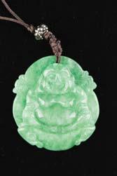 150 Chinese Burma Green Jadeite Round Pendant Chinese Burma green jadeite round pendant; featuring Bi