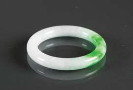 171 Chinese Fine Green Jadeite Bangle Chinese fine green jadeite bangle; rounded edge; of apple green tone; D:
