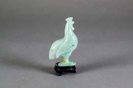Chinese Green Jadeite Rooster w/ Stand Chinese green jadeite rooster; featuring standing rooster; of apple