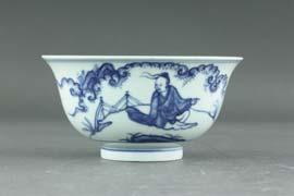00 257 Chinese Blue and White Kangxi Style Porcelain Bowl Chinese blue and white porcelain bowl; with floral