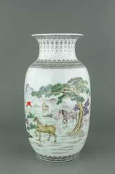 Page: 39 378 Chinese Republic Porcelain Vase Jingdezhen Mk Chinese Famille Rose porcelain vase; Republic period; of baluster form; featuring