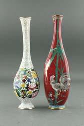 H: 26 cm, W: 6 cm, 491 both 433 Pair Chinese Cloisonne Vases Pair of Chinese cloisonne bronze vase;of