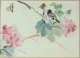 Page: 3 19 Chinese Watercolour Print Birds Framed Birds perched on