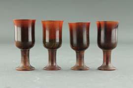 469 Chinese Pair Horn Carved Cups 473 Chinese Uncarved Horn 19th C.