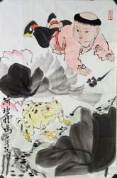 watercolour on paper; signed Fan Zeng and inscribed with two artist seals; 98 cm x 45 cm 500.