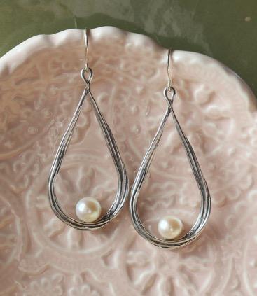 Earrings, Freshwater Pearls 2 length E1031 Sterling
