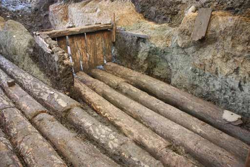 Figure 98 Timber shoring in situ, possibly for accessing the pipes to carry out repairs.