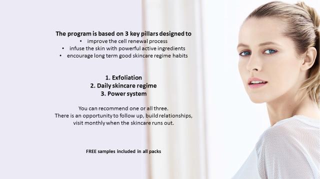 The program is based on 3 key pillars designed to: improve the cell renewal process infuse the skin with powerful active ingredients encourage long term good skincare