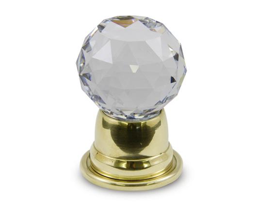 TULIP DIAMOND CUT DOOR KNOB Materials Available in: Material Colors: Compatible Roses: Knob Profile / Diameter: Notes: Tulip Diamond Cut Crystal Door Knob shown with Bell