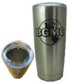 Features a clear acrylic press-it, drink-thru lid. The BGMC world logo is imprinted in black.