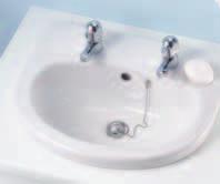 Shown with Sandringham pillar taps in chrome plated finish. Available in White only. Camargue 1 or 2 tapholes.