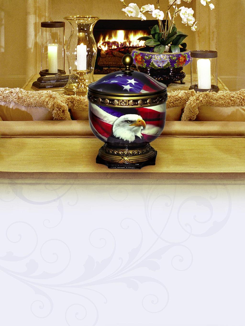 Elegant Designs Perfect for any Home 348 US Flag with Eagle 30-L-PF1013 This round urn features