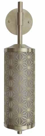 DECO WALL Contemporary solid brass wall light with decorative shade, suspended from a solid brass drop rod and made in Britain using traditional metal-working methods.