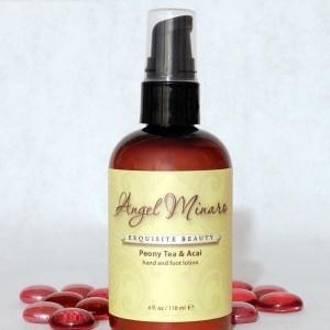 Peony tea and Acai hand and foot lotion 4 fl. ounces/118ml This exquisite lotion is easily absorbed going straight to work in nourishing and sealing moisture into the skin.