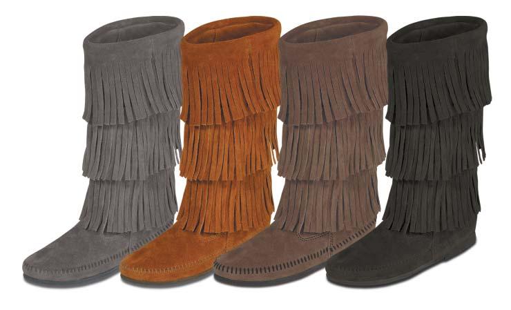 WOMEN AND MEN'S BOOTS CALF HI 3-LAYER FRINGE BOOT Thin 1631T 1632 1638 Dusty 1639 Soft suede leather. Thin. Height: 12 in. 5-12 FRONT LACE HARDSOLE KNEE HI BOOT Soft suede leather. Fully padded in.
