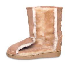 TALL SHEEPSKIN PUG BOOT Genuine sheepskin with stitched-on lightweight, tracker. Height: 13½ in. Height: 14 in.