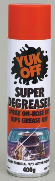 High performance, Yuk-Off Super Degreaser quickly penetrates through and breaks