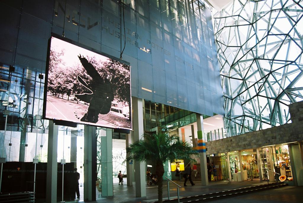 Fig 4. Fashion City projection at Federation Square atrium, Melbourne.