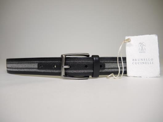 BRUNELLO CUCINELLI Black Leather and Silver Monili Beaded Belt Size M Retailed for $895, sold in one day for $249.