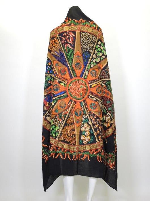 HERMÈS Aux Pays Des Epices by Annie Faivre Cashmere/Silk Shawl Retailed for $1,100, sold in one day for $499.