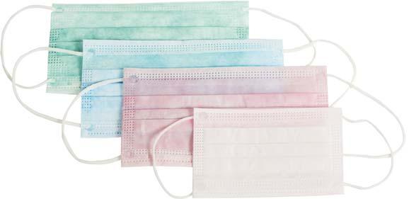 lacets: 80 cm -  : 12 packs of 50=600 3 PLY MASKS 95% 25652 MASKOP - ear loop - green 25654 MASKOP - lacets - light blue Surgical masks with wrap-around visor - anti-misting, antistatic