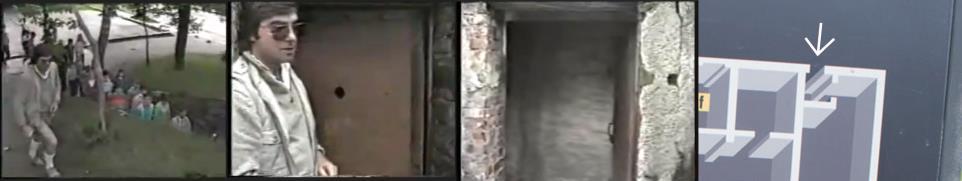 All this is an attempt to trick viewers into thinking that the steel door at Auschwitz was centered, and looked right directly into, the gas chamber.
